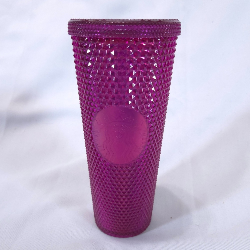 Starbucks Venti Studded Tumbler 24oz Magenta Purple Siren Logo Cold Cup No Straw